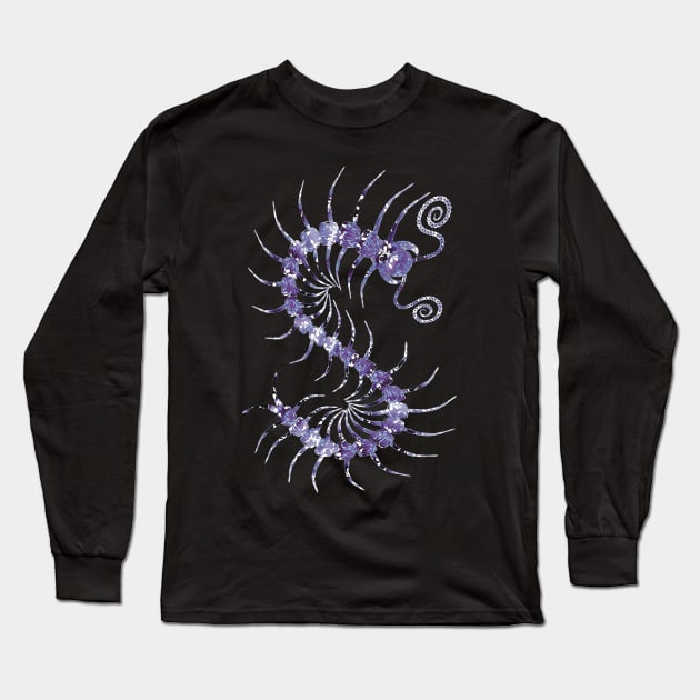 White on Purple Ornate Centipede Long Sleeve T-Shirt by IgorAndMore